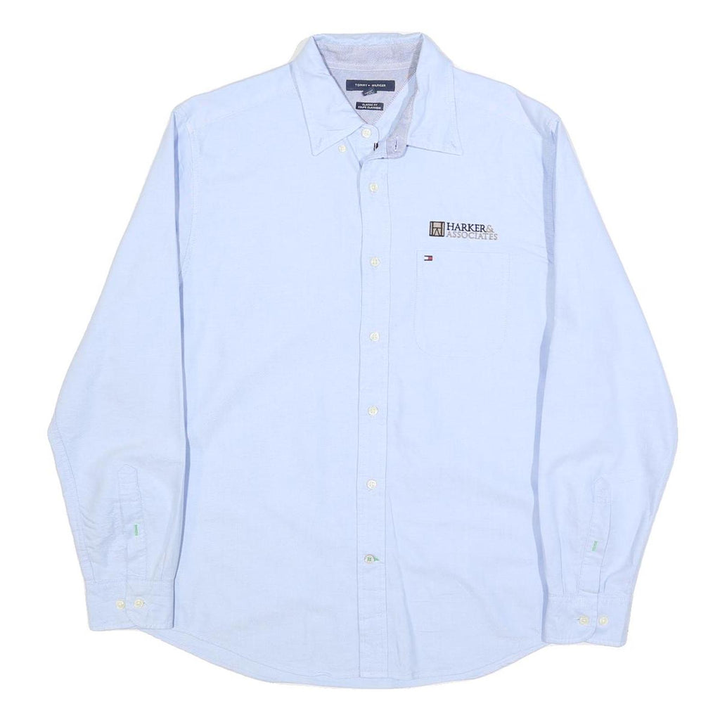 TOMMY HILFIGER Mens Blue Classic Fit Shirt M Cotton Button Collar Pocket