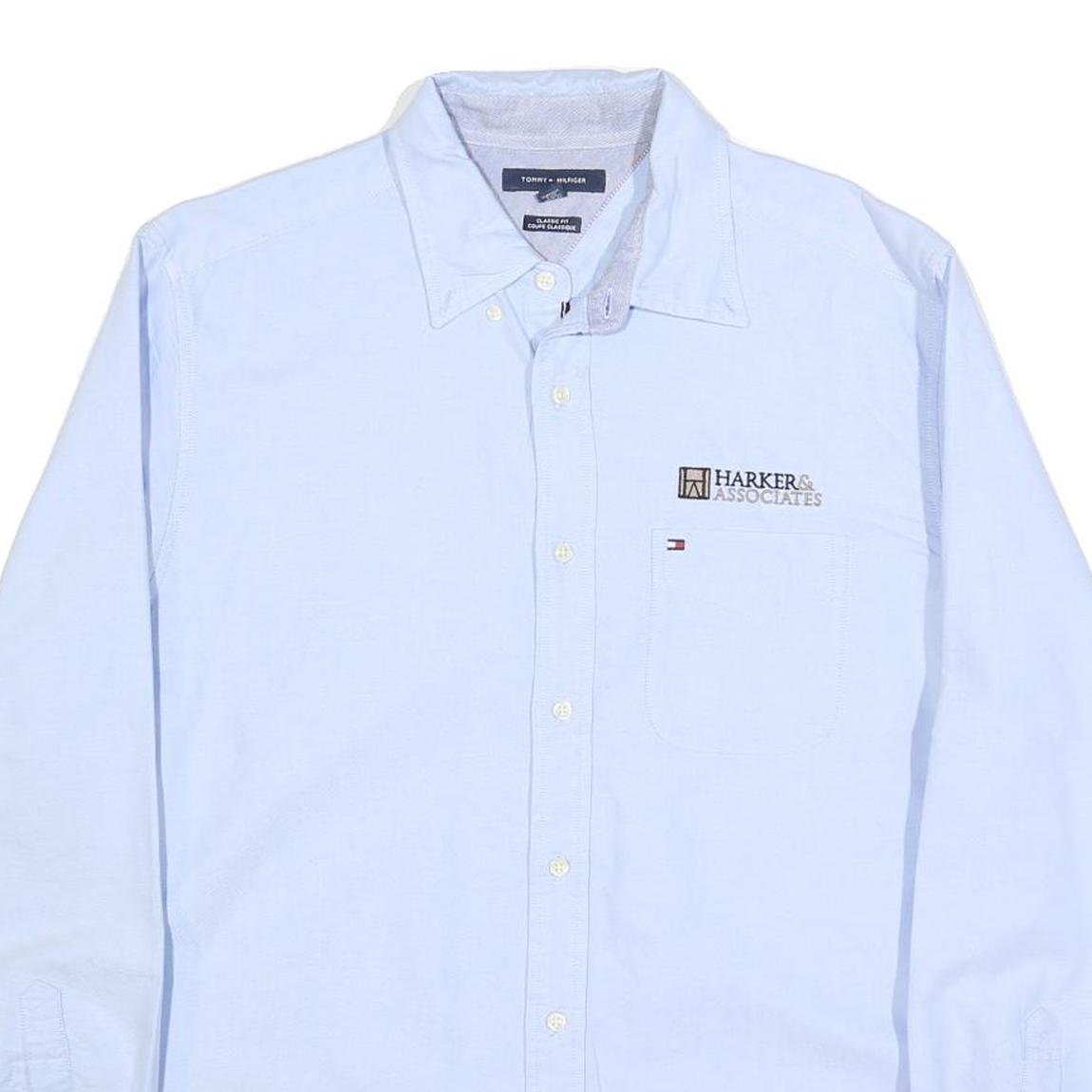 TOMMY HILFIGER Mens Blue Classic Fit Shirt M Cotton Button Collar Pocket