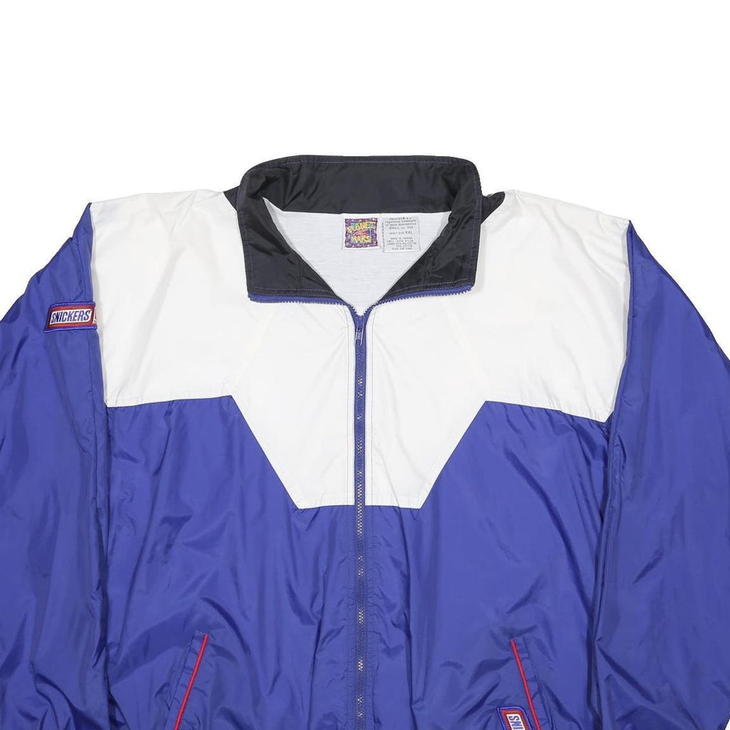 PLANET MARS Mens Blue & White Nylon Zip Jacket 2XL Casual Lightweight