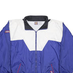 PLANET MARS Mens Blue & White Nylon Zip Jacket 2XL Casual Lightweight