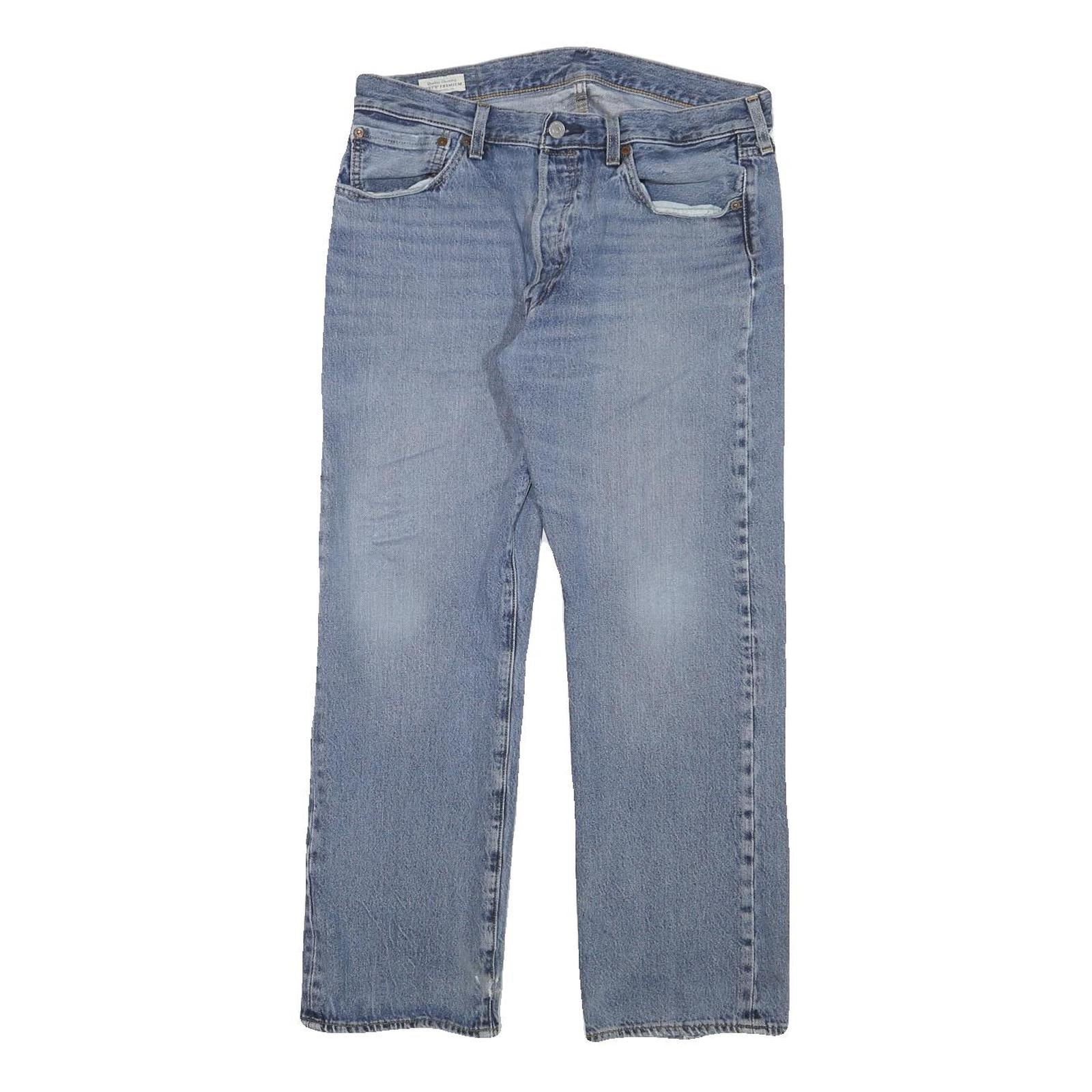 LEVI'S 501 Mens Jeans Blue Regular Straight Denim Medium W32 L27 Classic Button