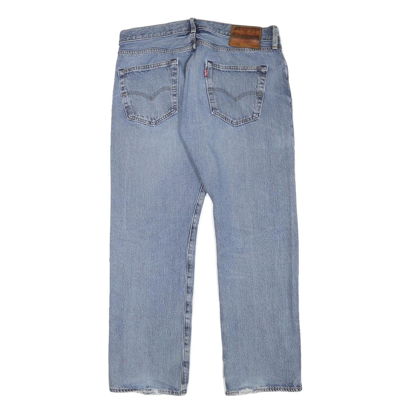 LEVI'S 501 Mens Jeans Blue Regular Straight Denim Medium W32 L27 Classic Button