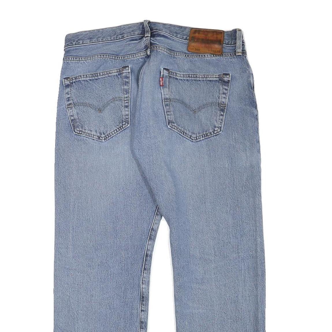 LEVI'S 501 Mens Jeans Blue Regular Straight Denim Medium W32 L27 Classic Button