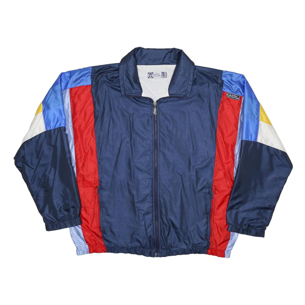 SERGIO TACCHINI Mens Blue & Red Colourblock Jacket L Polyamide Zip Track