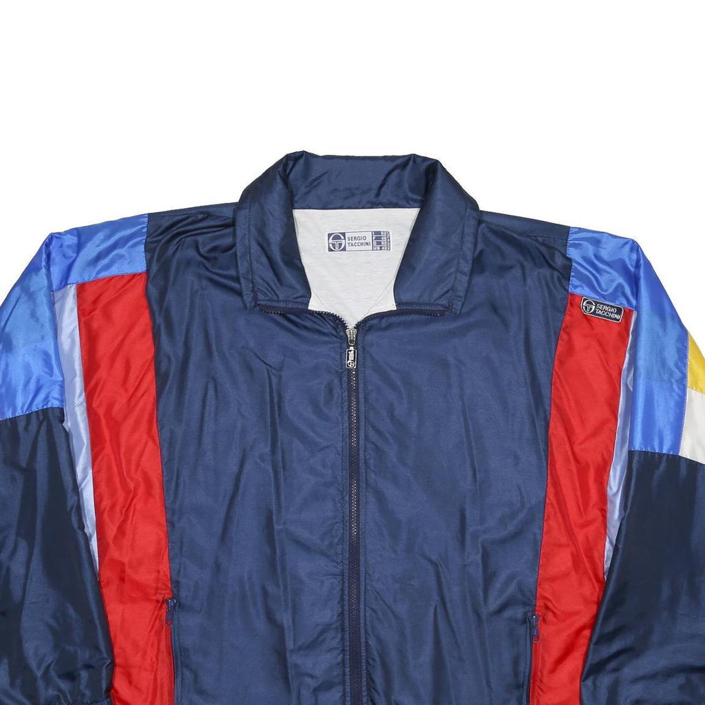 SERGIO TACCHINI Mens Blue & Red Colourblock Jacket L Polyamide Zip Track