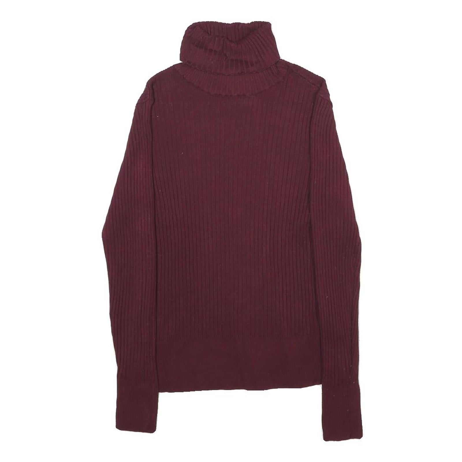 APT. 9 Womens Maroon Plain Roll Neck Basic Knit Jumper XS Viscose Blend