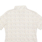 Womens Cream Floral Shirt Short Sleeve Button Neck M Cotton Blend Lightweight