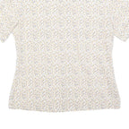Womens Cream Floral Shirt Short Sleeve Button Neck M Cotton Blend Lightweight