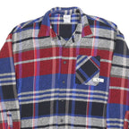 MARRAKECH Mens Blue & Red Plaid Shirt M Cotton Blend Long Sleeve Casual Checked