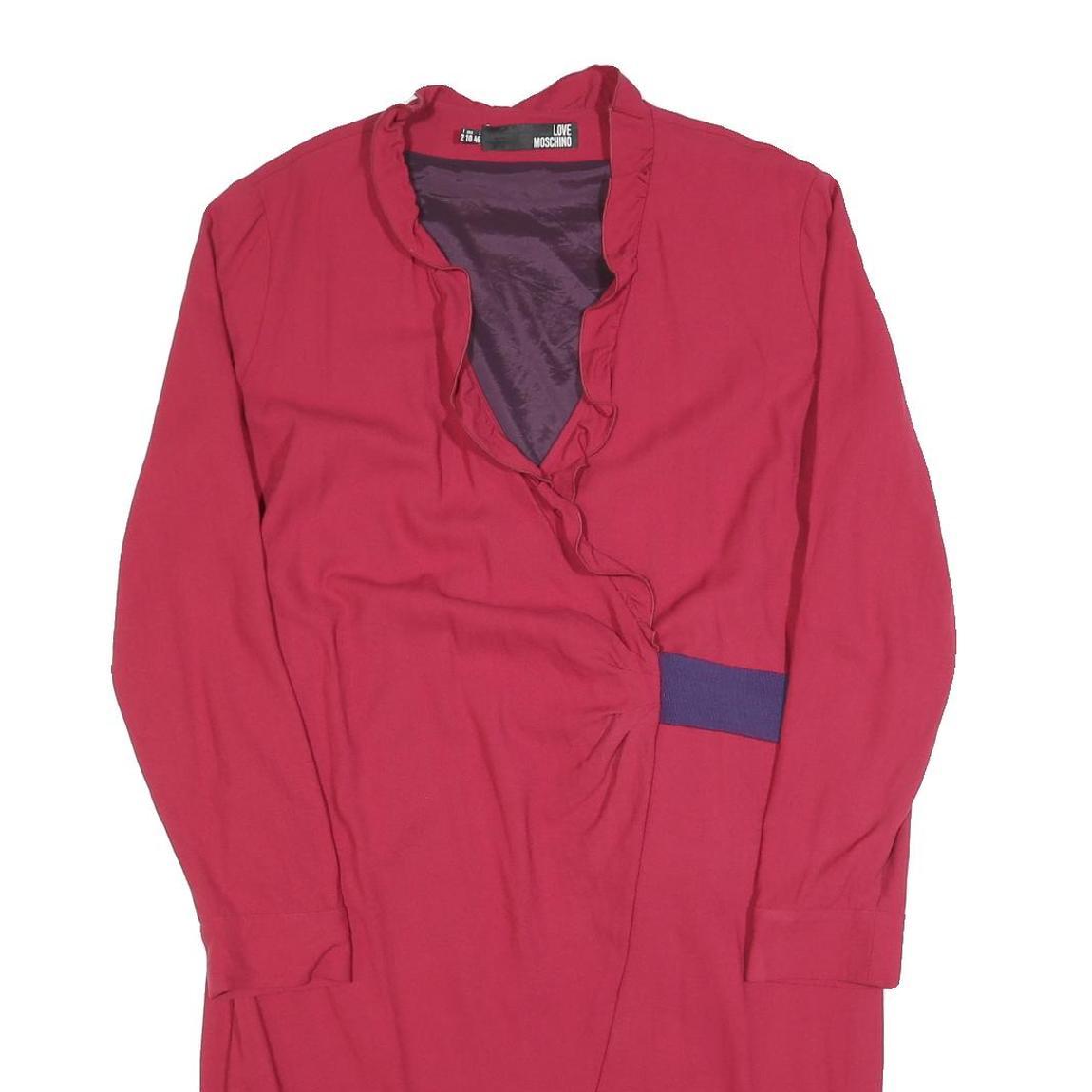 LOVE MOSCHINO Womens Red & Navy Wrap Dress Polyester Blend Long Sleeve UK 14