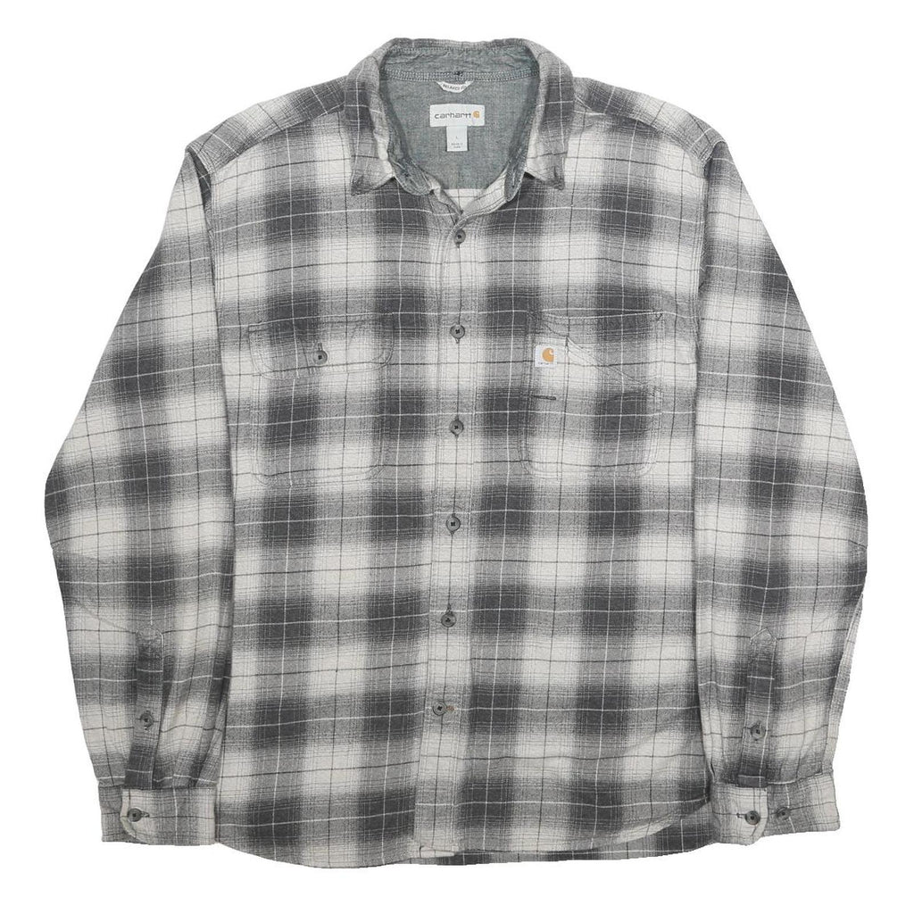 CARHARTT Mens Grey & White Plaid Shirt L Workwear Casual Cotton Long Sleeve