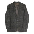 Mens Black & Brown Check Classic Jacket M Polyester Blend Button Closure Formal