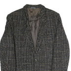 Mens Black & Brown Check Classic Jacket M Polyester Blend Button Closure Formal