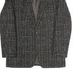 Mens Black & Brown Check Classic Jacket M Polyester Blend Button Closure Formal