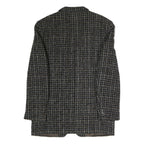 Mens Black & Brown Check Classic Jacket M Polyester Blend Button Closure Formal