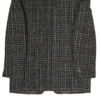 Mens Black & Brown Check Classic Jacket M Polyester Blend Button Closure Formal