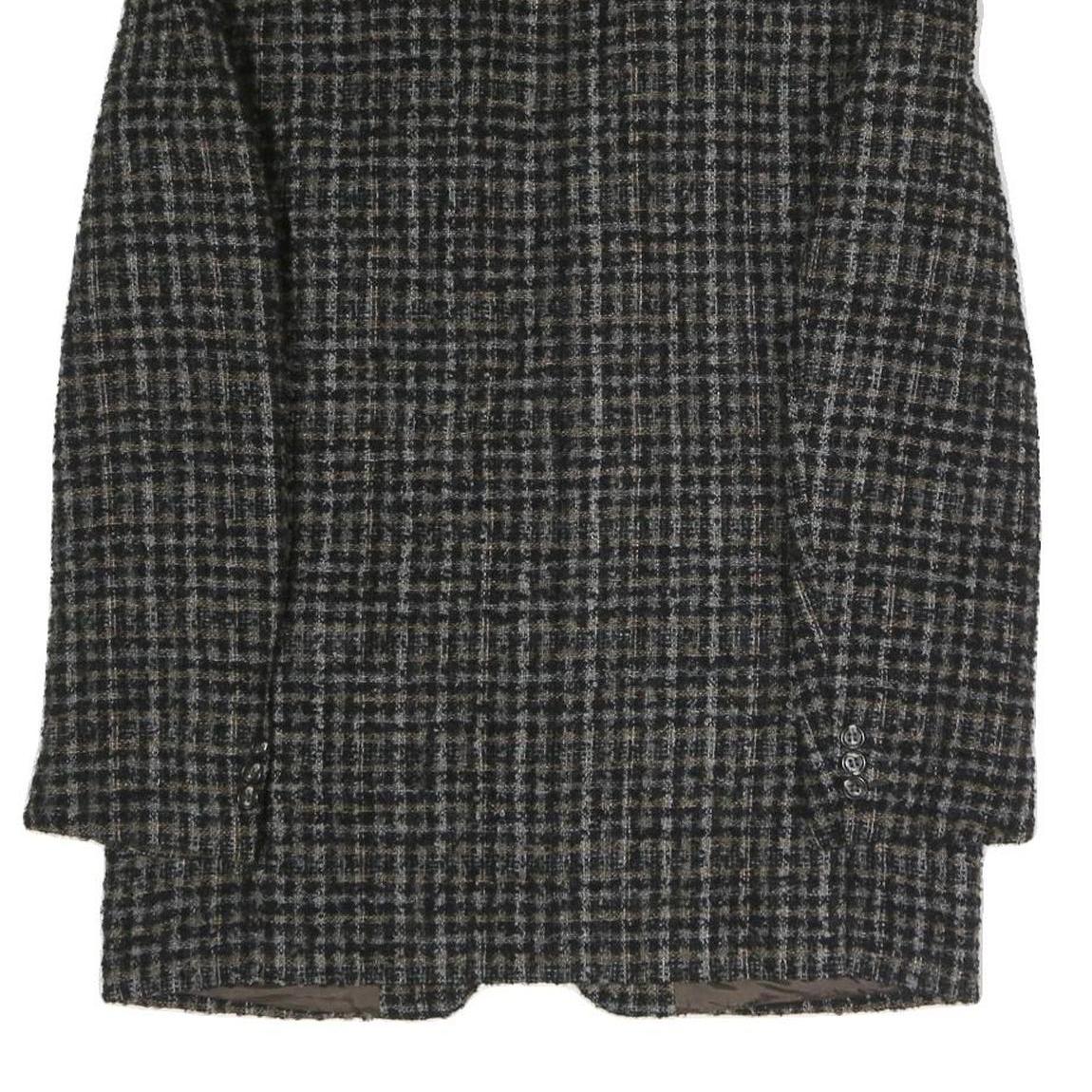 Mens Black & Brown Check Classic Jacket M Polyester Blend Button Closure Formal