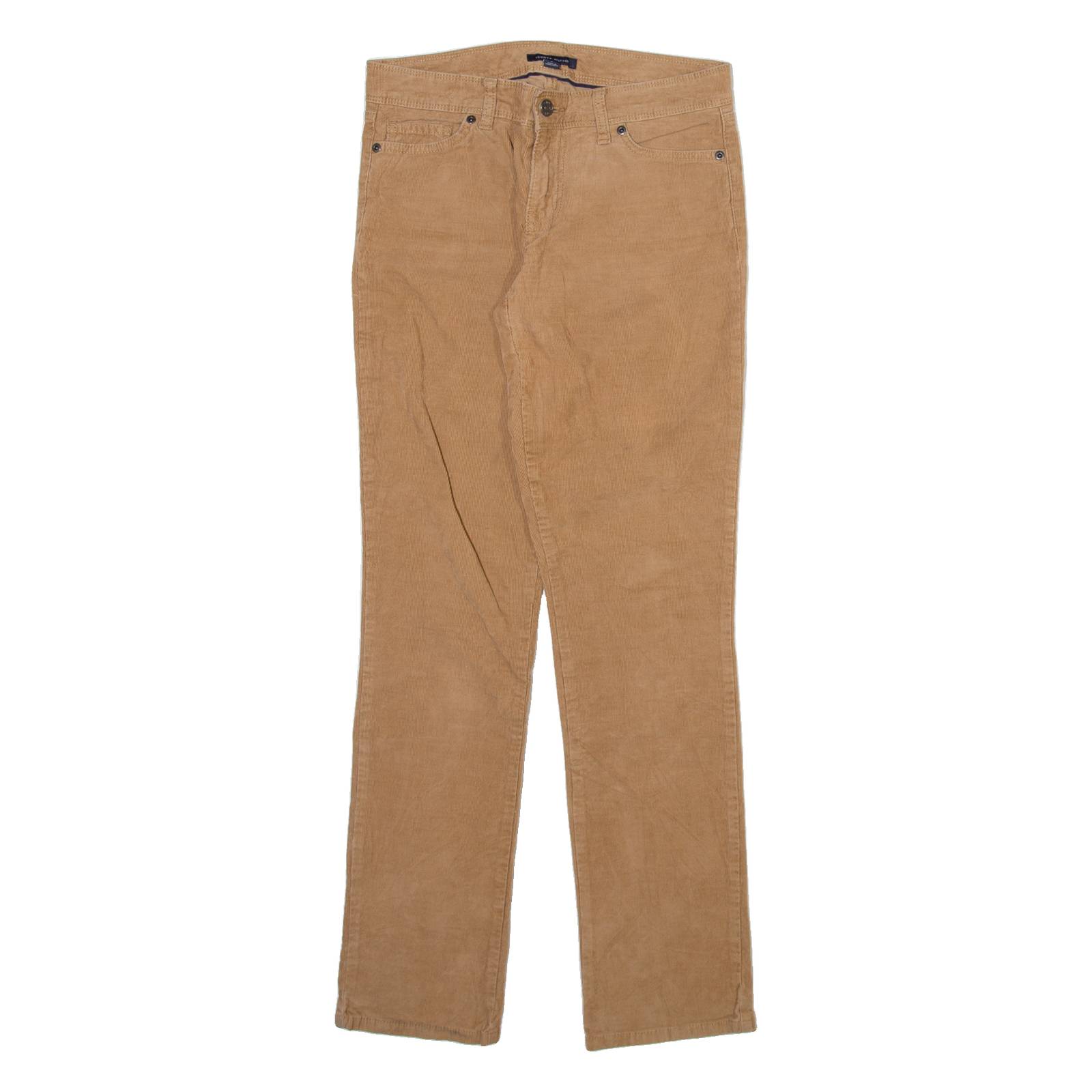 TOMMY HILFIGER Womens Corduroy Trousers Beige Slim Straight W29 L31