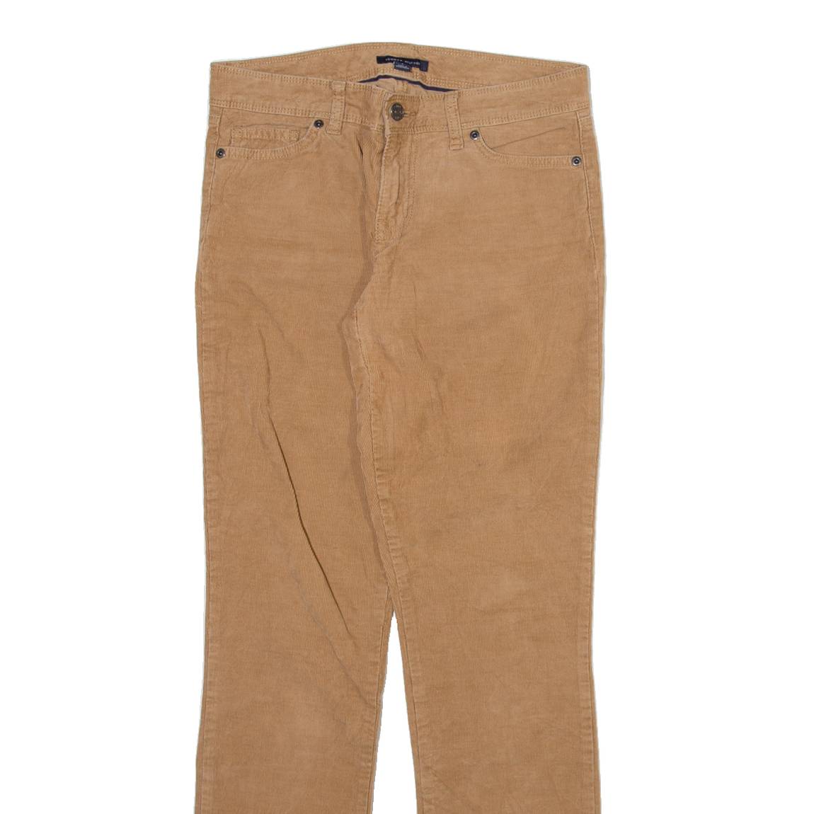 TOMMY HILFIGER Womens Corduroy Trousers Beige Slim Straight W29 L31