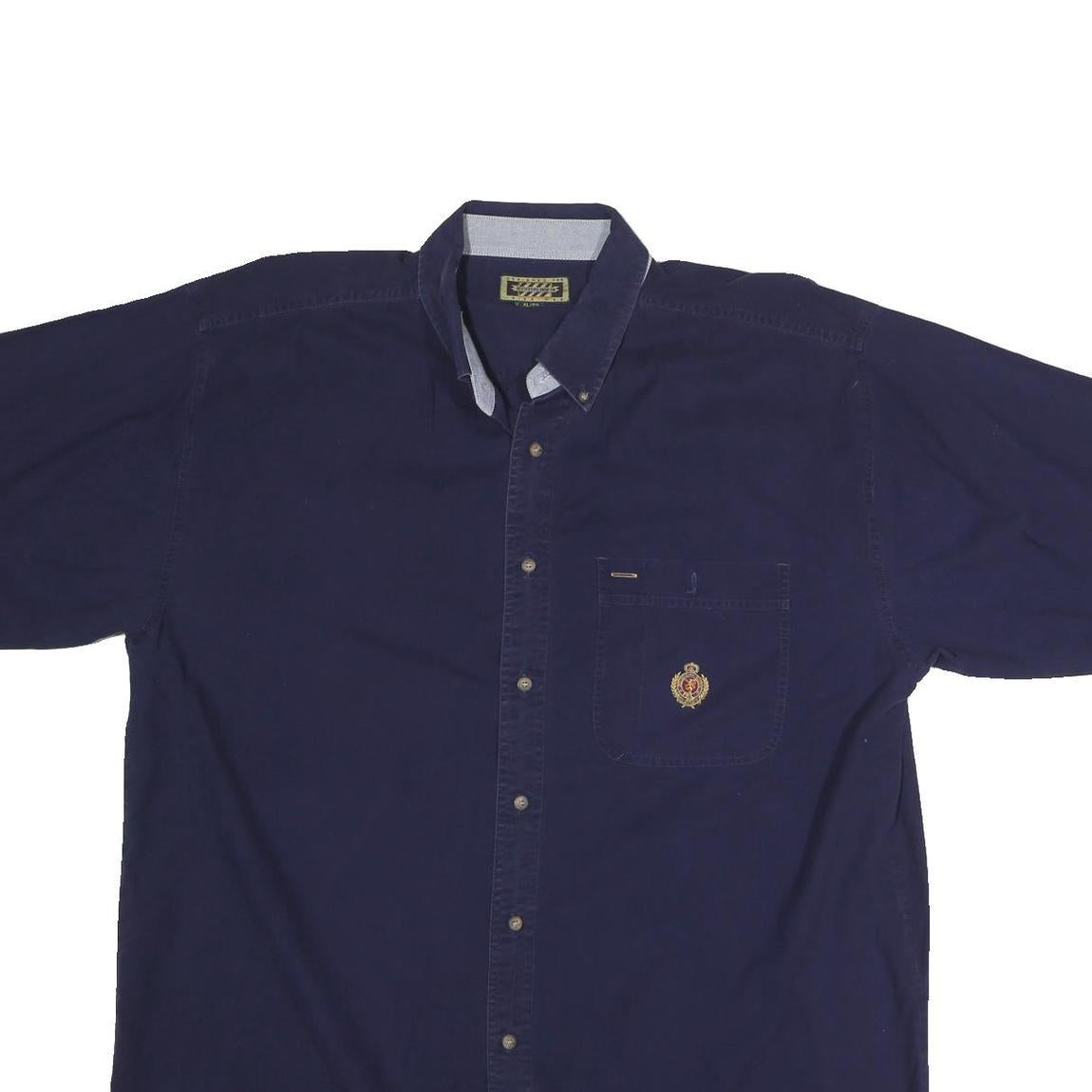 HUNTING HORN Mens Navy Blue Cotton Shirt XL Button Down Casual Summer