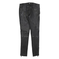 DOLCE & GABBANA Womens Leather Black Slim Skinny Trousers W28 L30 Stylish Zip