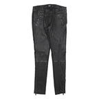 DOLCE & GABBANA Womens Leather Black Slim Skinny Trousers W28 L30 Stylish Zip