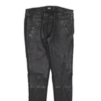 DOLCE & GABBANA Womens Leather Black Slim Skinny Trousers W28 L30 Stylish Zip