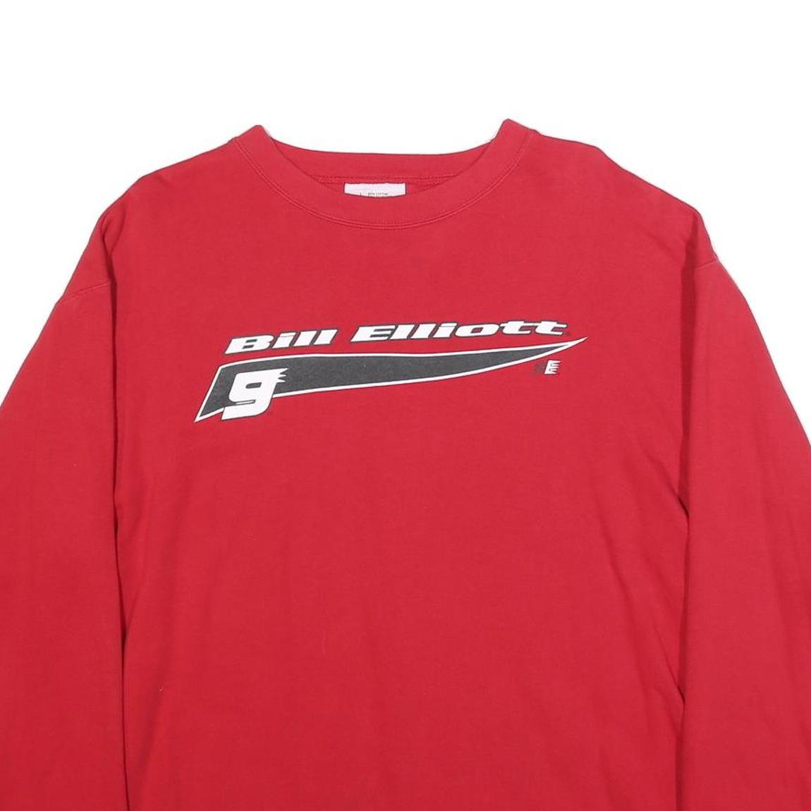 CHASE AUTHENTICS Mens Red Bill Elliott Crew Neck L Sweatshirt Cotton Blend