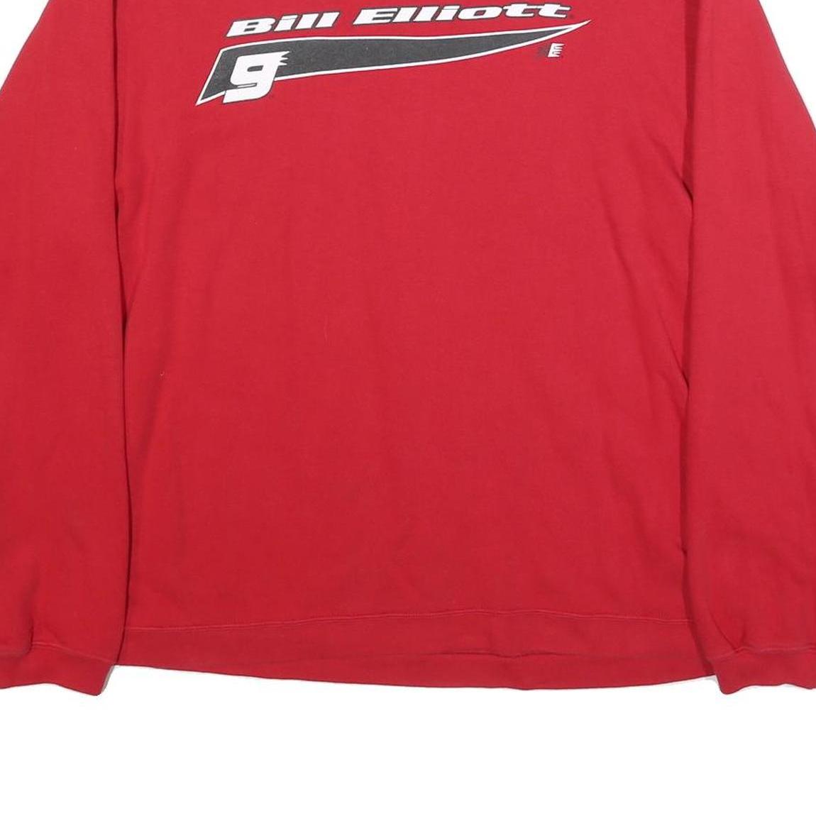CHASE AUTHENTICS Mens Red Bill Elliott Crew Neck L Sweatshirt Cotton Blend