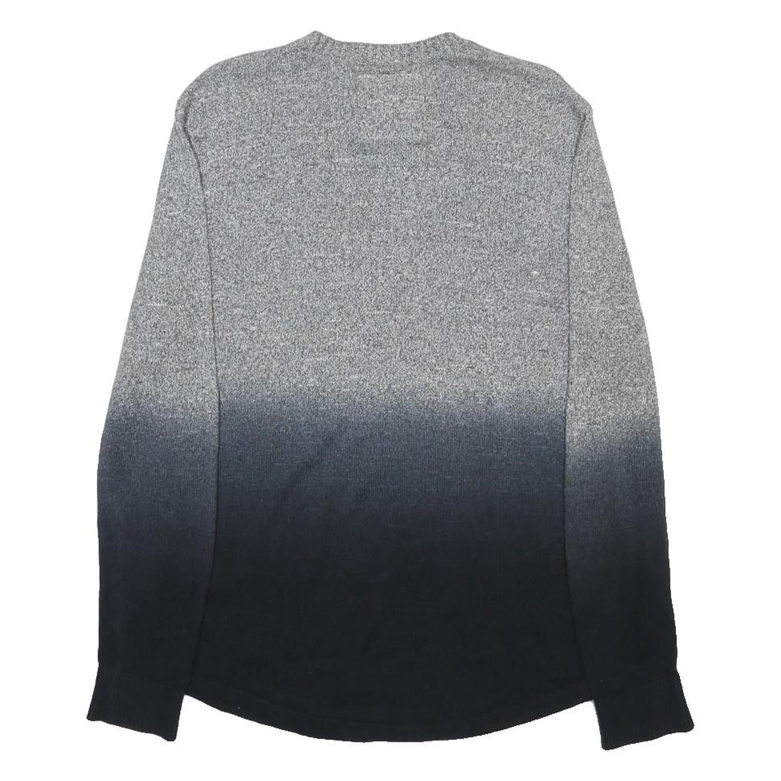 HOLLISTER Mens Grey & Black Plain Jumper Crew Neck Basic Knit Size S Cotton
