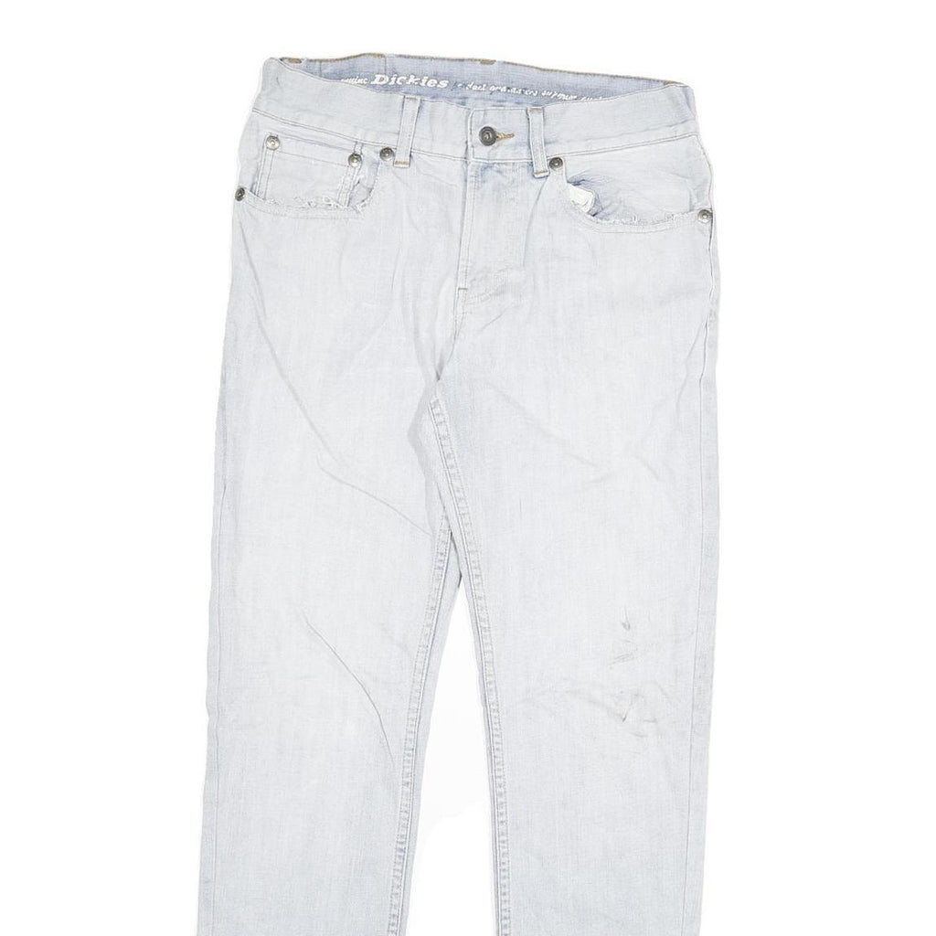 DICKIES Mens Slim Light Blue Denim Jeans Cotton Blend W30 L30 Zip Pocket