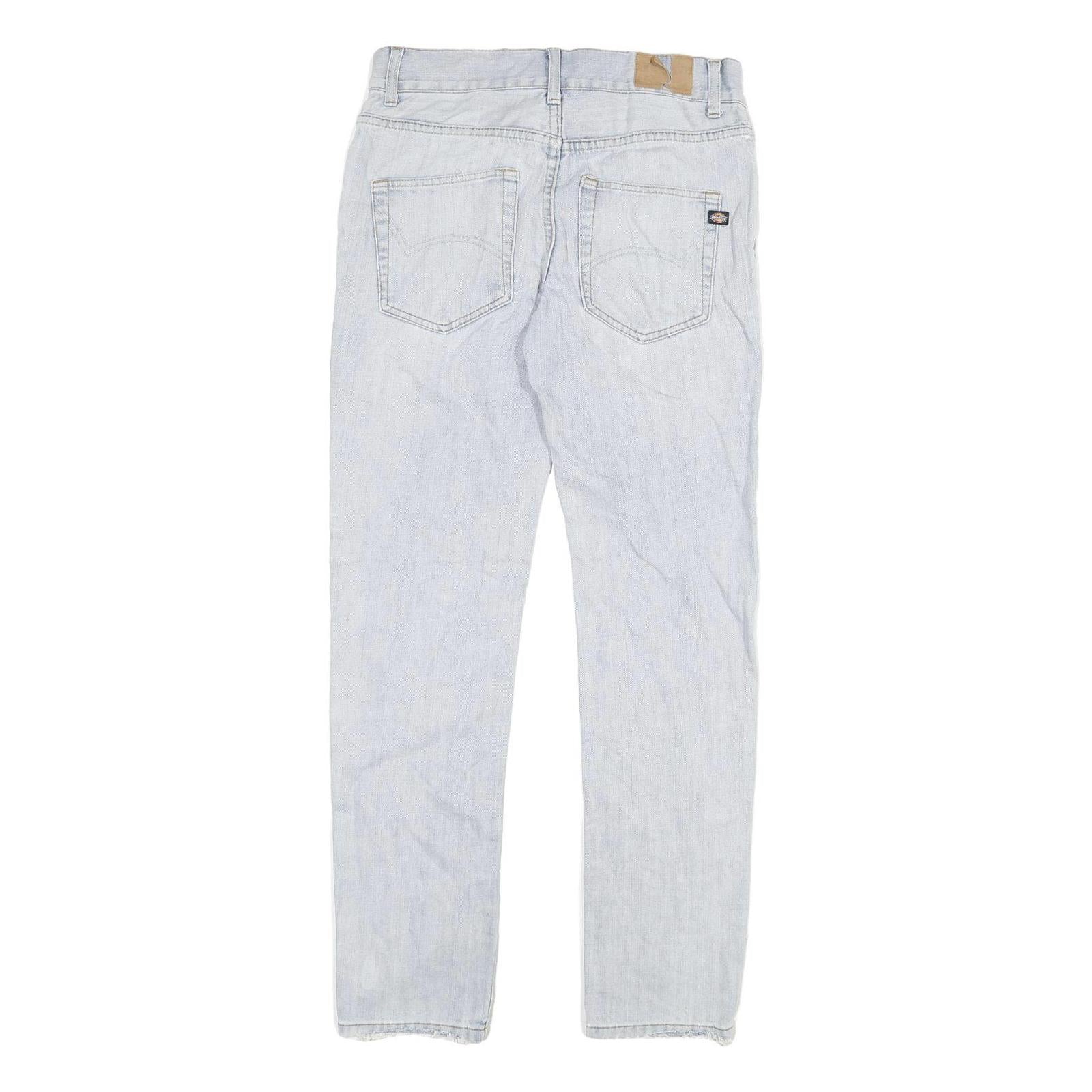 DICKIES Mens Slim Light Blue Denim Jeans Cotton Blend W30 L30 Zip Pocket