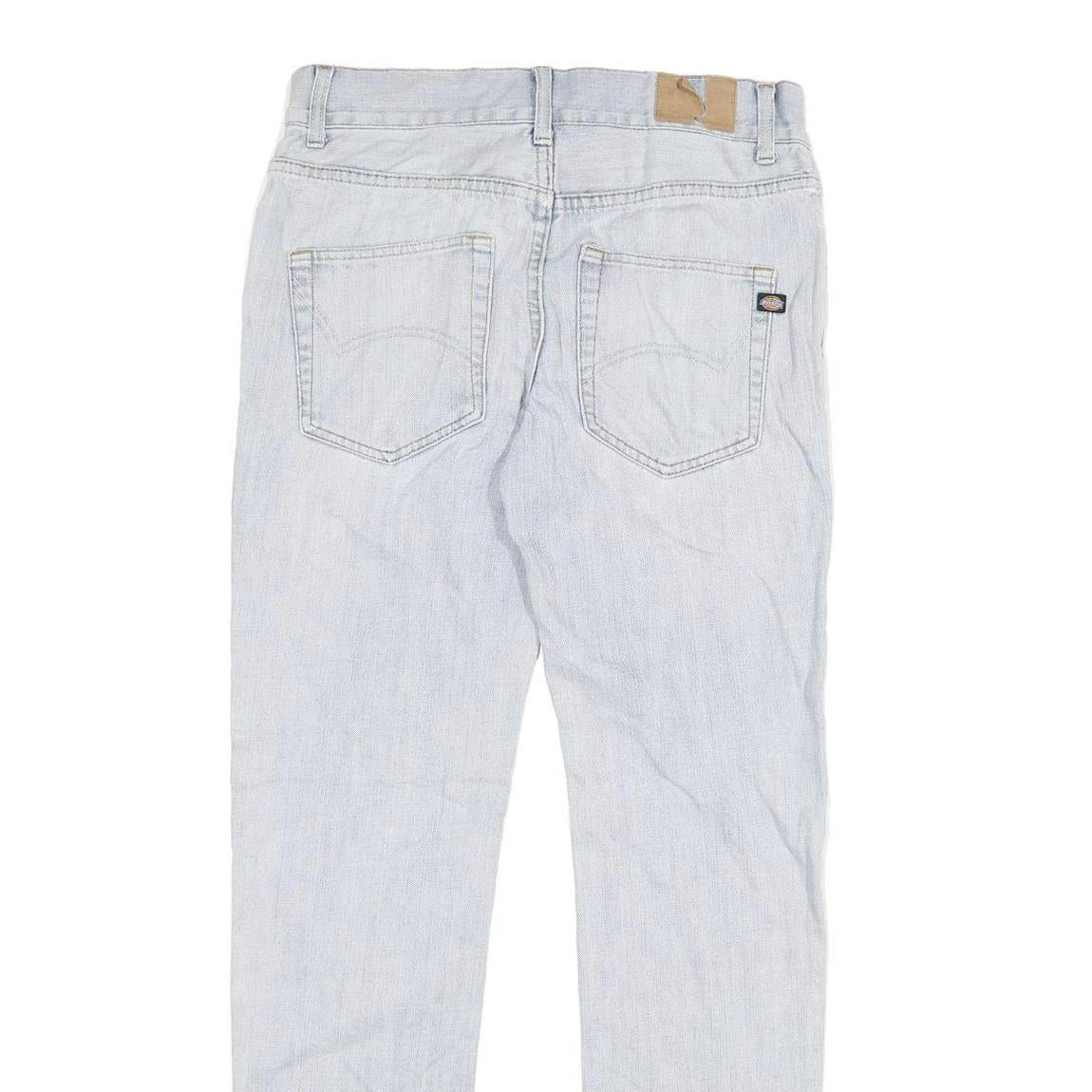 DICKIES Mens Slim Light Blue Denim Jeans Cotton Blend W30 L30 Zip Pocket