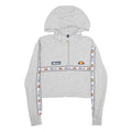 ELLESSE Womens Grey Crop ¼ Zip Hoodie UK 4 Cotton Blend Casual