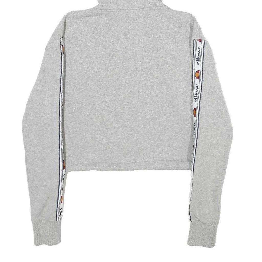 ELLESSE Womens Grey Crop ¼ Zip Hoodie UK 4 Cotton Blend Casual