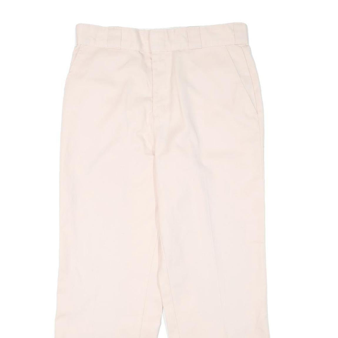 DICKIES Womens Regular Fit Cream Cotton Blend Trousers W30 L26 Straight Leg Zip