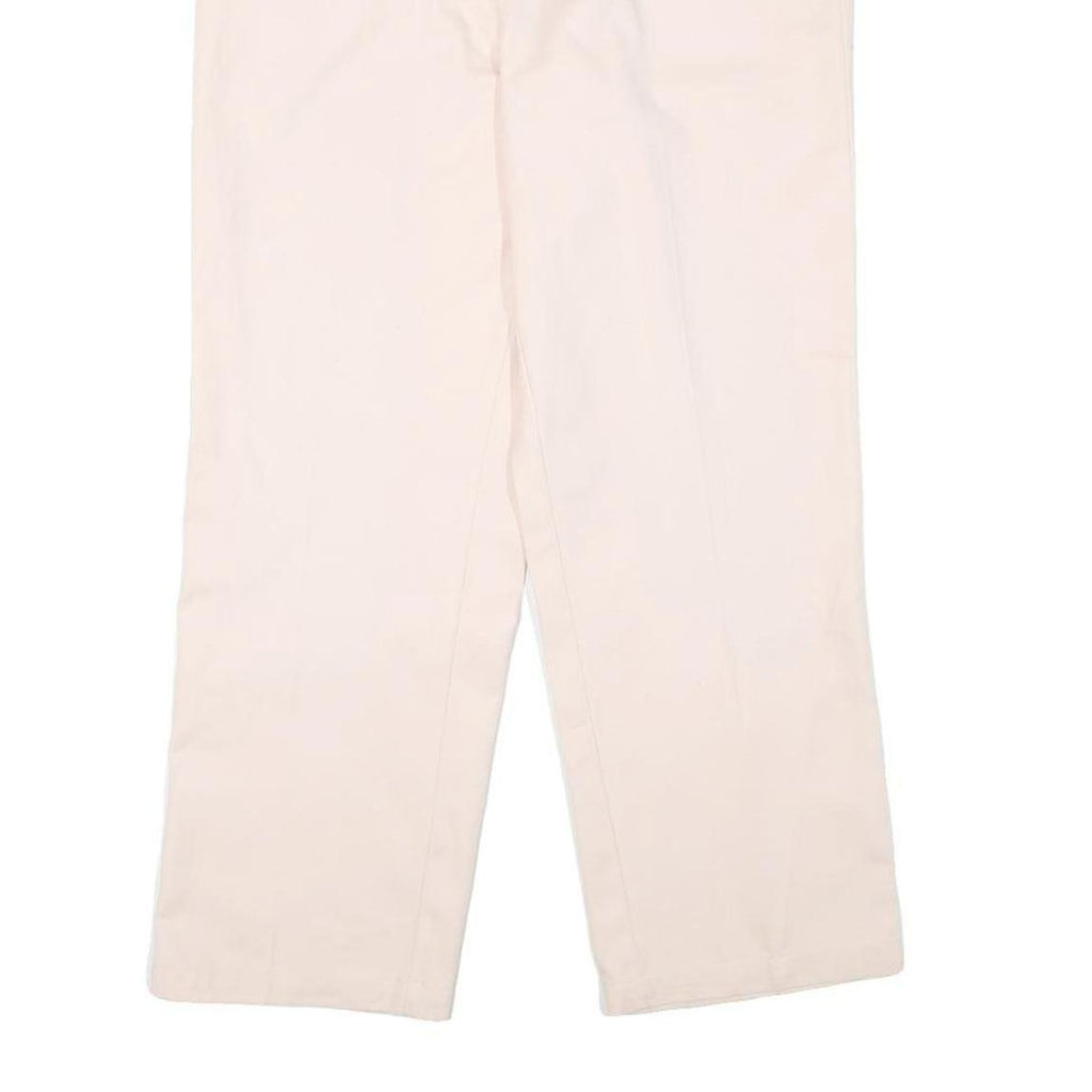 DICKIES Womens Regular Fit Cream Cotton Blend Trousers W30 L26 Straight Leg Zip