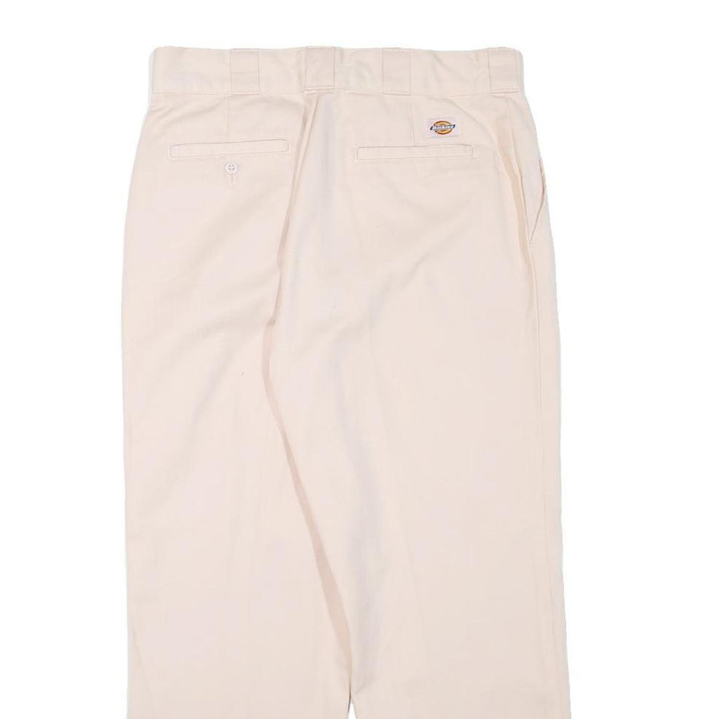 DICKIES Womens Regular Fit Cream Cotton Blend Trousers W30 L26 Straight Leg Zip