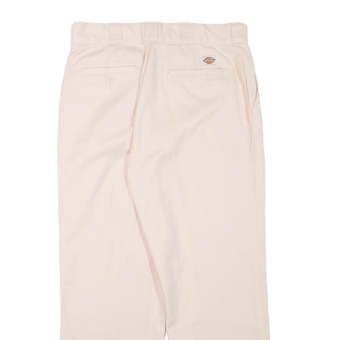 DICKIES Womens Regular Fit Cream Cotton Blend Trousers W30 L26 Straight Leg Zip
