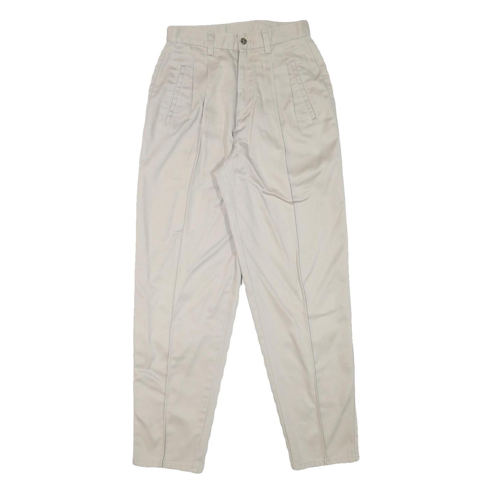 NORTHERN REFLECTIONS Womens Slim Beige Cotton Blend Trousers W25 L29 Zip Closure