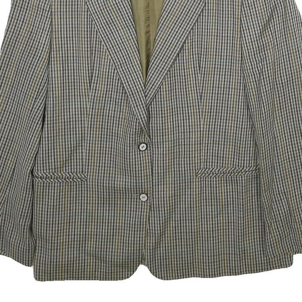 SALKO Womens Grey Wool Check Blazer Jacket L Button Closure Classic Fit