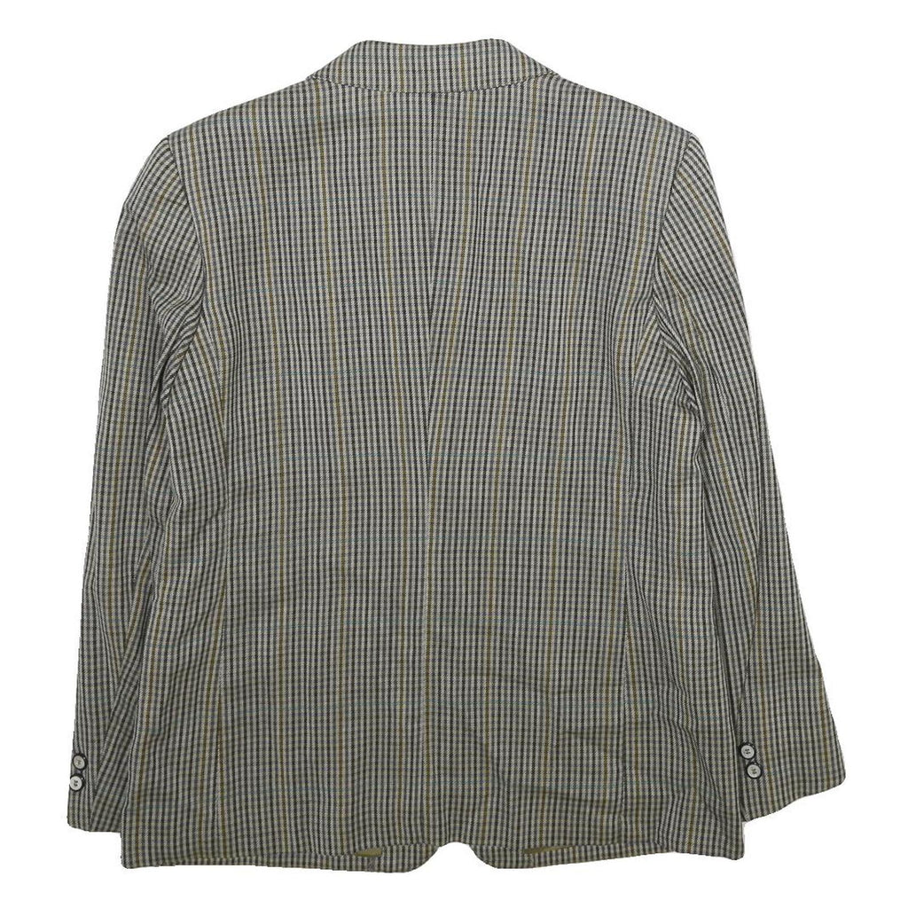 SALKO Womens Grey Wool Check Blazer Jacket L Button Closure Classic Fit