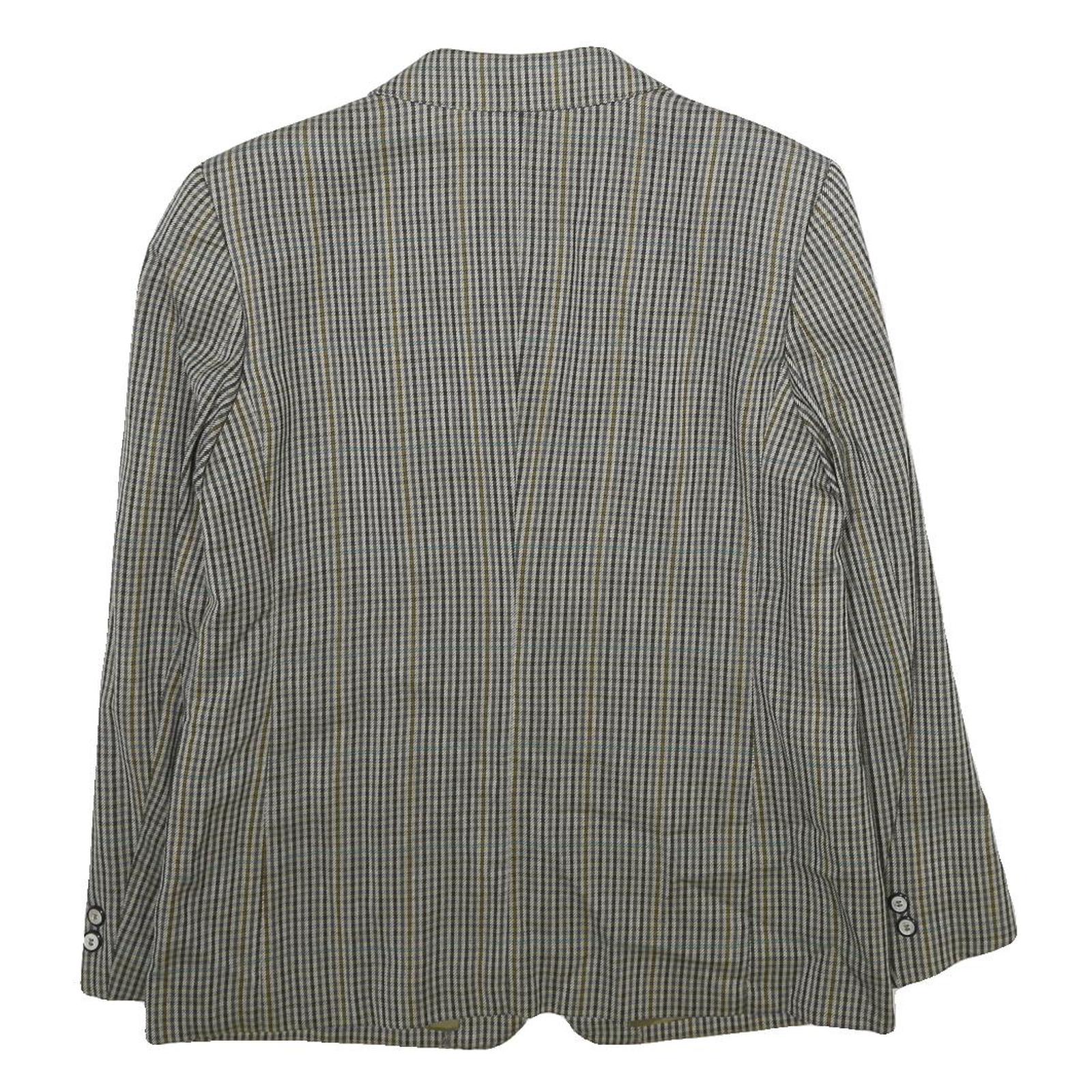 SALKO Womens Grey Wool Check Blazer Jacket L Button Closure Classic Fit