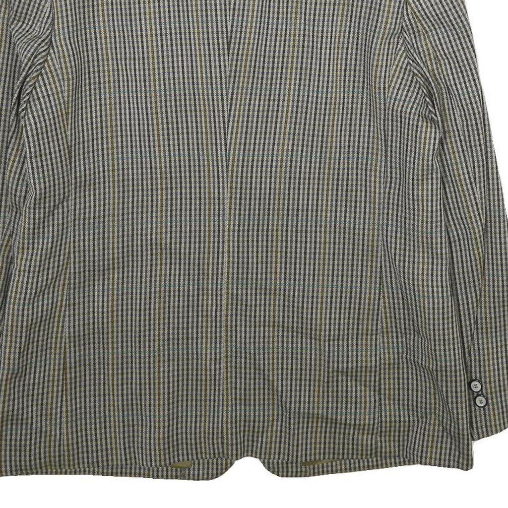 SALKO Womens Grey Wool Check Blazer Jacket L Button Closure Classic Fit