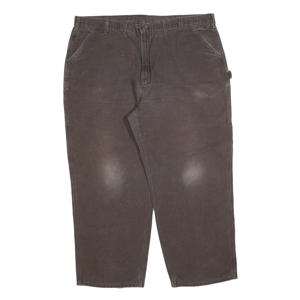 CARHARTT Mens Jeans Brown Relaxed Straight Denim Medium W48 L32 Workwear Zip