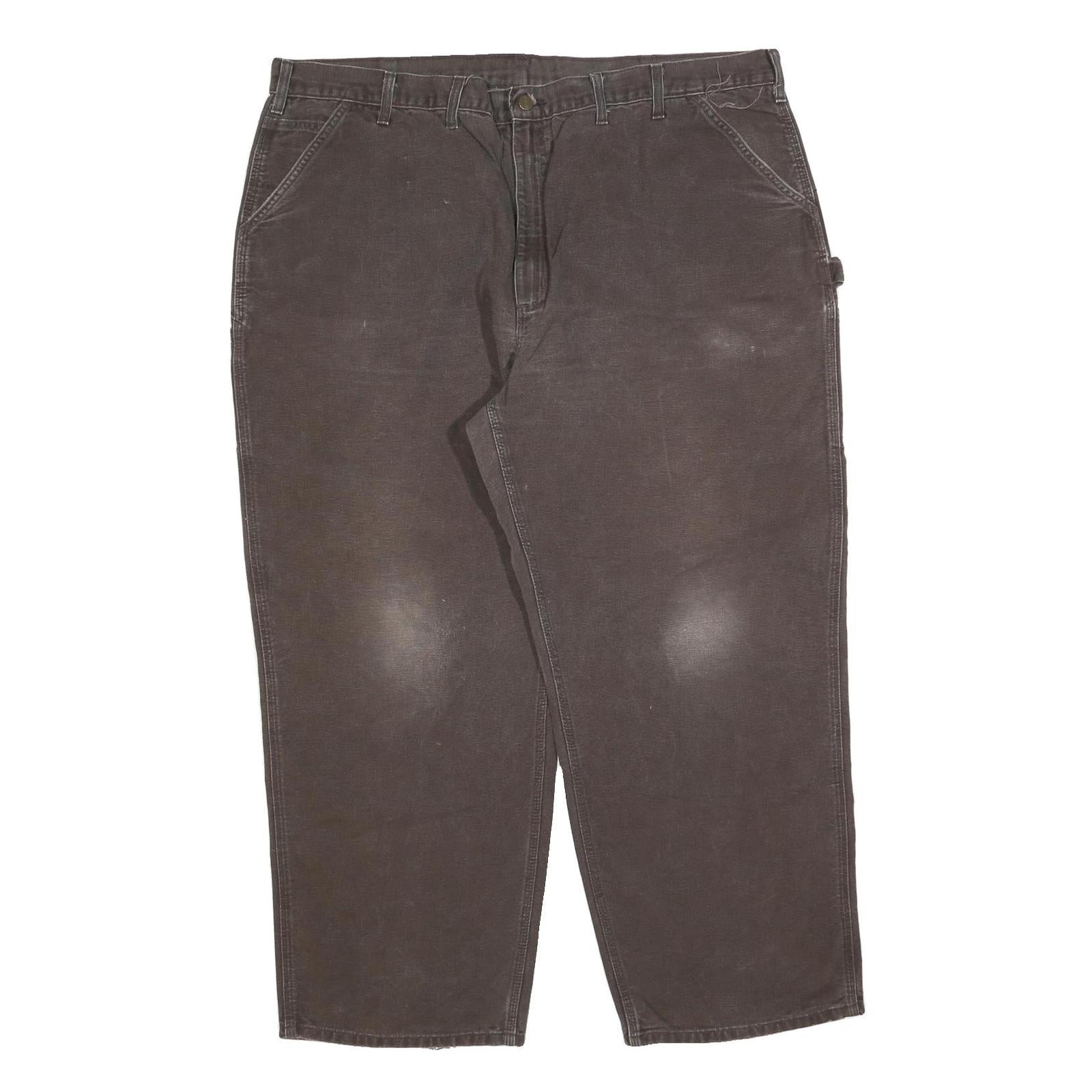 CARHARTT Mens Jeans Brown Relaxed Straight Denim Medium W48 L32 Workwear Zip