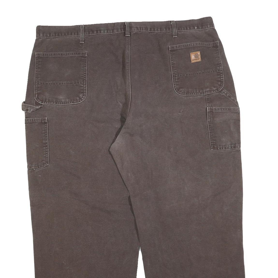 CARHARTT Mens Jeans Brown Relaxed Straight Denim Medium W48 L32 Workwear Zip