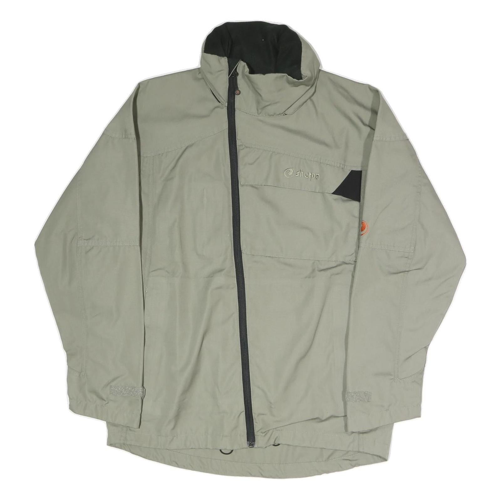 SHERPA Mens Grey & Black Outdoor Jacket S Polyester Blend Zip Pocket Casual