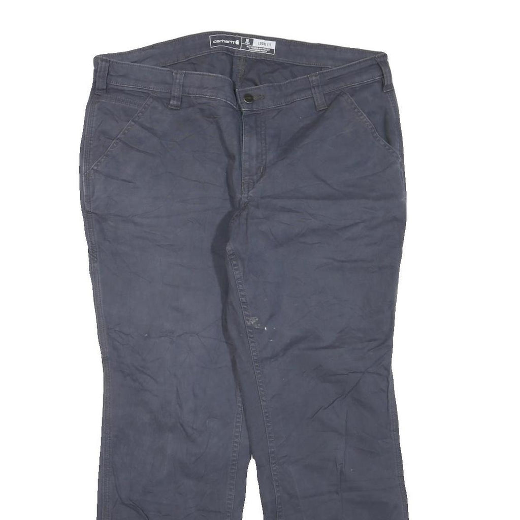 CARHARTT Womens Cotton Blend Blue Loose Straight Trousers W38 L29 Workwear