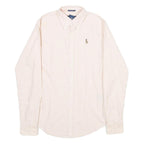 RALPH LAUREN Womens Cream & Pink Stripe Shirt UK 4 Slim Fit Button Down Collar